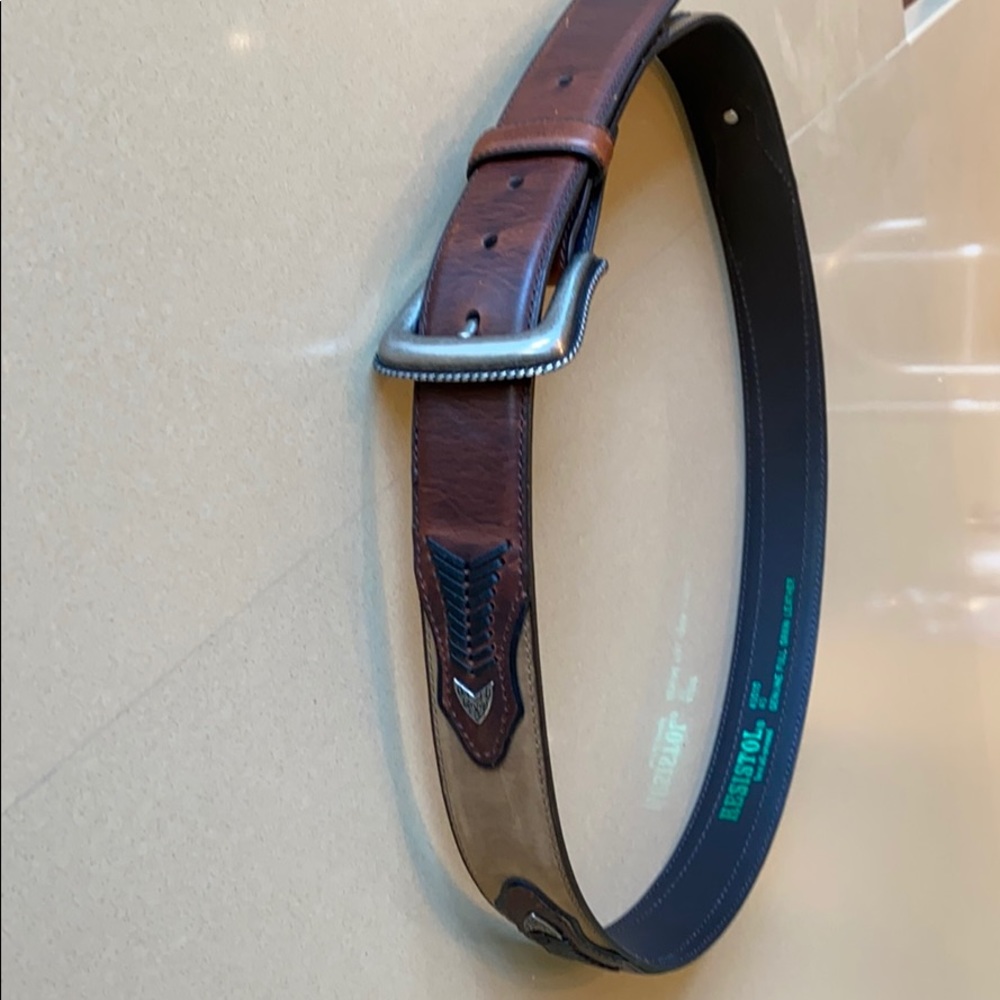 Resistol full grain leather belt with metal detail - Picture 2 of 5